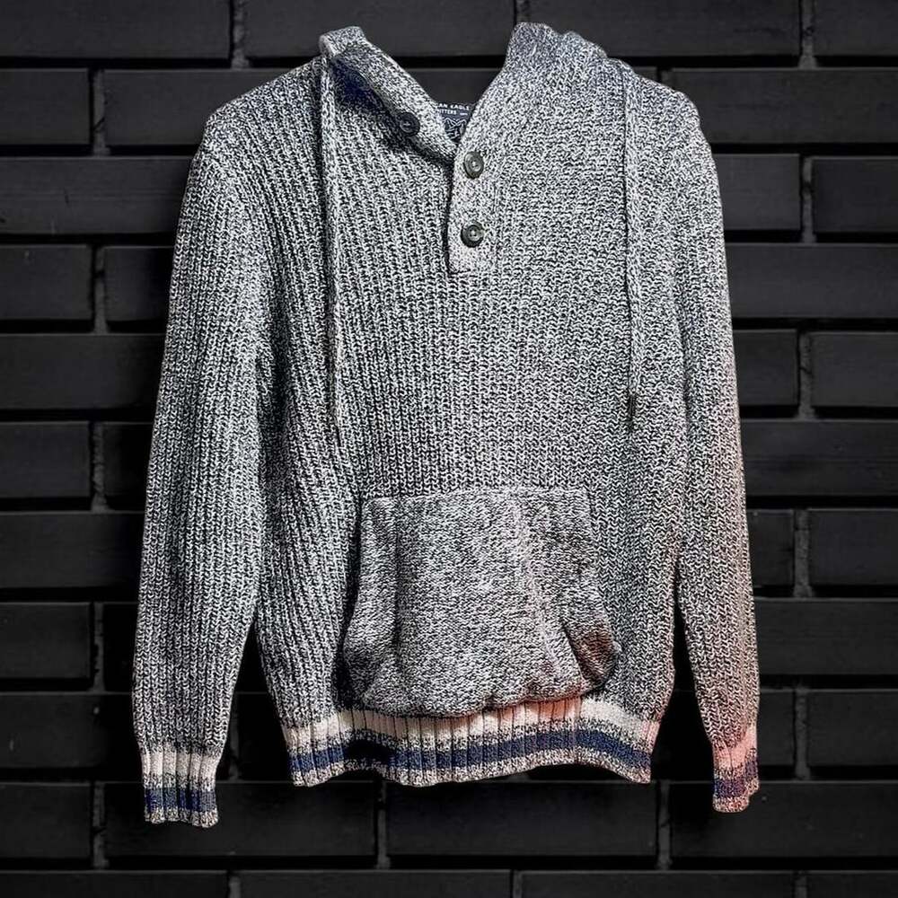 American Eagle Outfitters Pullover Hoodie Sweater XS Gray Marled Henley
